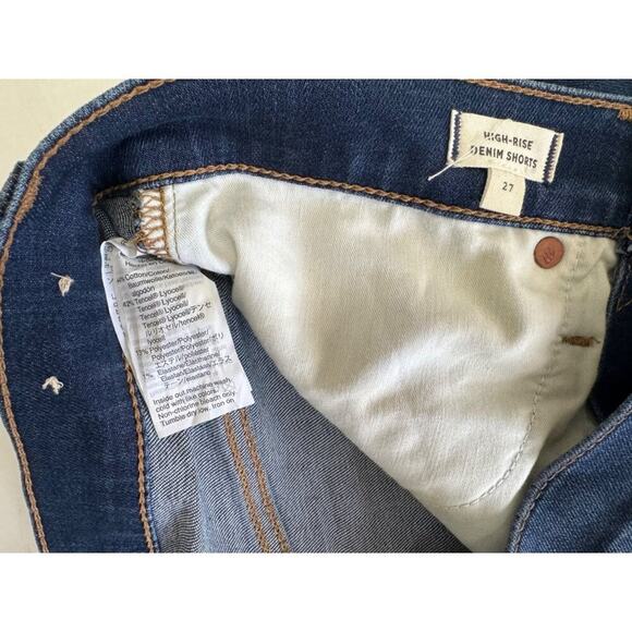 Madewell Hi Rise Stretch Casual Denim Raw Hem Dark Wash Shorts Everyday 27 - Picture 4 of 7